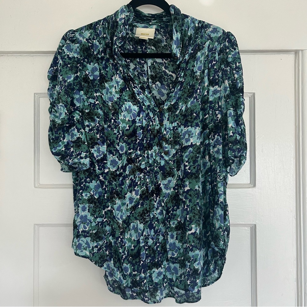 Maeve blue floral 40’s style blouse